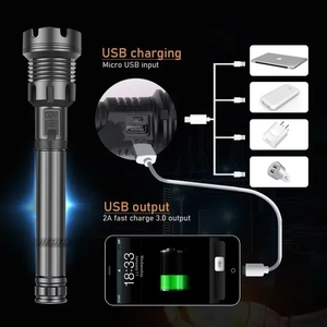 Lampe torche XHP90 à haute luminosité, en alliage d'aluminium, rechargeable par Type-C, zoomable, lampe de recherche tactique, étanche, lampe de poche - Product Image 5