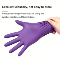 Gants en nitrile jetables Brillink Purple, sans poudre, sans latex, imperméables, compatibles écrans tactiles, taille moyenne, résistants, qualité alimentaire