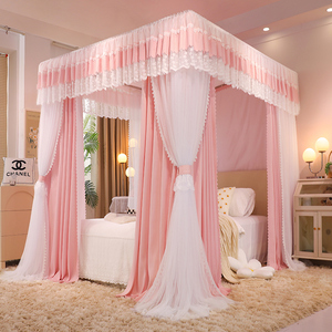 Mới hai lớp giường tán với que Rèm kem ren lưới chống muỗi cho phong cách hoàng gia, Chặn ánh sáng và chống muỗi - Product Image 2