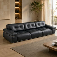 Canapé modulaire en cuir véritable de luxe, canapé moderne à assise profonde sur mesure pour salon de villa