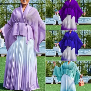 D536 Último Diseño de Conjuntos Africanos de Otoño para Mujer, Elegante Top de Manga Murciélago y Falda Degradada, Conjunto de Dos Piezas - Product Image 2