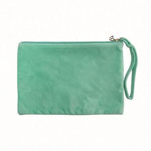 Wholesale Eco Blank <b>Plain</b> Customized Printed Logo Portable Green Reusable Travel Velvet Cosmetic Makeup Bag for Women - Product Image 1
