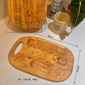 Tabla de cortar de bambú Yuanjin con diseño de dibujos animados de forma irregular para preparar verduras y frutas en la cocina - Product Image 4