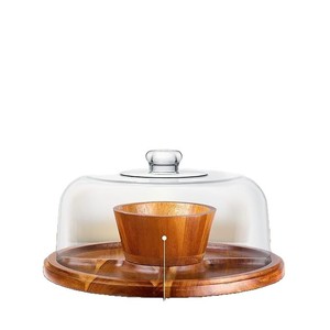 Plateau de présentation de gâteaux en bois, support rond pour desserts avec couvercle, pour fête d'anniversaire, usage domestique, 1 pièce, couleur unie - Product Image 2