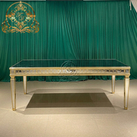 Ensemble de table à manger de luxe moderne avec cadre en acier inoxydable et plateau en verre trempé - Durable pour les hôtels, les mariages, les fêtes et l'utilisation en extérieur