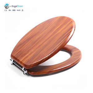 ידידותי לסביבה 19 ''גלוס גבוה יצוק מושב אסלה עץ עם חום כהה גימור טואלט עץ עם צירים מתכת - Product Image 1