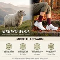 Muestra Gratuita de Calcetines de Lana Merino para Exteriores, Calcetines de Diseño Personalizado, Calcetines de Media Pantorrilla Gruesos sin Costuras con Bucle de Rizo para Senderismo/Esquí