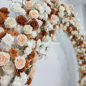 ขายส่งของตกแต่งงานแต่งงานกลางแจ้งแบบใหม่ ผ้าไหมสีน้ำตาลขาว ซุ้มดอกไม้ประดิษฐ์ ทนทาน เป็นมิตรกับสิ่งแวดล้อม ขนาด 6-7 ฟุต สำหรับงานแต่งงาน - Product Image 4