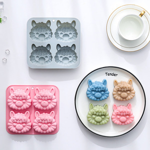 Moules à gâteau en silicone à 4 cavités, design sur le thème des moutons, de qualité alimentaire, réutilisables, mignons, en silicone magnétique, pour chocolat, bonbons et glace, moule DIY - Product Image 4