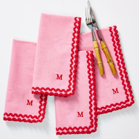 Torchons carrés colorés d'inspiration vintage Serviettes en lin de coton faites à la main avec broderie monogramme Linge de table imprimé moderne