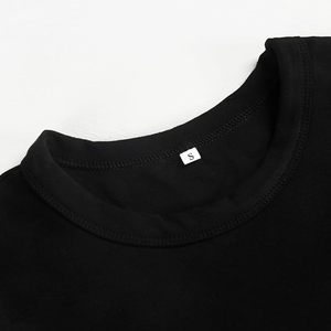 T-shirt décontracté noir uni à manches courtes pour femme, anti-plis, respirant, en coton/polyester, idéal pour l'été - Product Image 2
