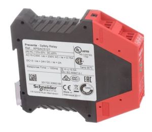 Relé de Seguridad Miniatura XPSAC5121 de 24V CA, Sin Monitoreo, para Parada de Emergencia, Epoxi, PL E/Categoría 4, 6A, 50/60Hz - Product Image 3