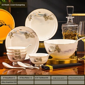 Service de vaisselle en céramique Jingdezhen, vaisselle et articles de table en porcelaine osseuse chinoise neuve, vaisselle de déménagement - Product Image 6
