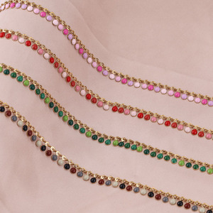 Collier à pampilles en émail coloré, style bohème, en acier inoxydable plaqué or PVD, étanche, vendu au mètre, pour femme - Product Image 2