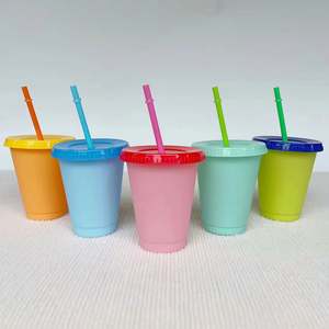 Wholesale 16OZ 24oz Color Change Party <b>Gift</b> Plastic Inspirational Leak-Proof Dishwasher Safe Tumbler with Straw and <b>Lid</b> - Product Image 4