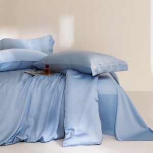 Ensemble de housse de <span class=keywords><strong>couette</strong></span> en coton 100% écologique, style moderne plié sur mesure, uni, teinture unie, 300 fils, respirant, durable, doux et confortable - Product Image 6