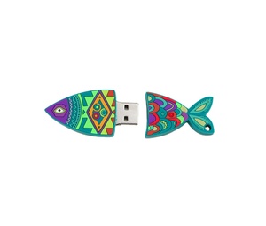 Giá rẻ nhất tùy chỉnh thiết kế logo đầy màu sắc hình dạng cá USB Flash Drive 8GB/16GB/32GB, tùy chỉnh thiết kế cá USB Memory Stick - Product Image 1