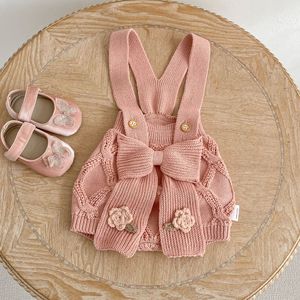 Conjunto de Ropa Tejida para Bebés Recién Nacidas, Cárdigan con Flores Hecho a Mano y Pelele, Conjunto de 2 Piezas de Suéter de Algodón para Bebés de 0 a 24 Meses - Product Image 6