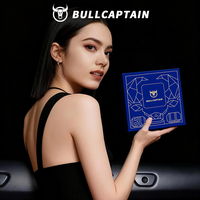 Dompet Minimalis BULLCAPTAIN Kulit Asli Anti-RFID untuk Pria dengan Jendela ID dan Tempat Kartu, Dompet Kecil