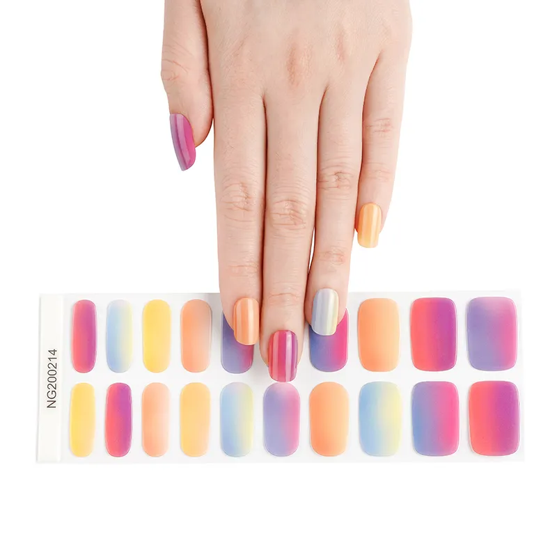 New hot Sell Non-Toxic New Beauty Semi cured Gel nail sticker Wholesale gel nail art Nail Supplies