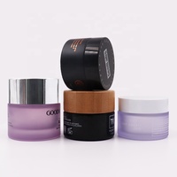 Cosmétique vide 1oz 30g 50g bocaux de crème pour les yeux en verre givré noir avec couvercle à vis en or 100g 2oz 20g 15g 10g 5g