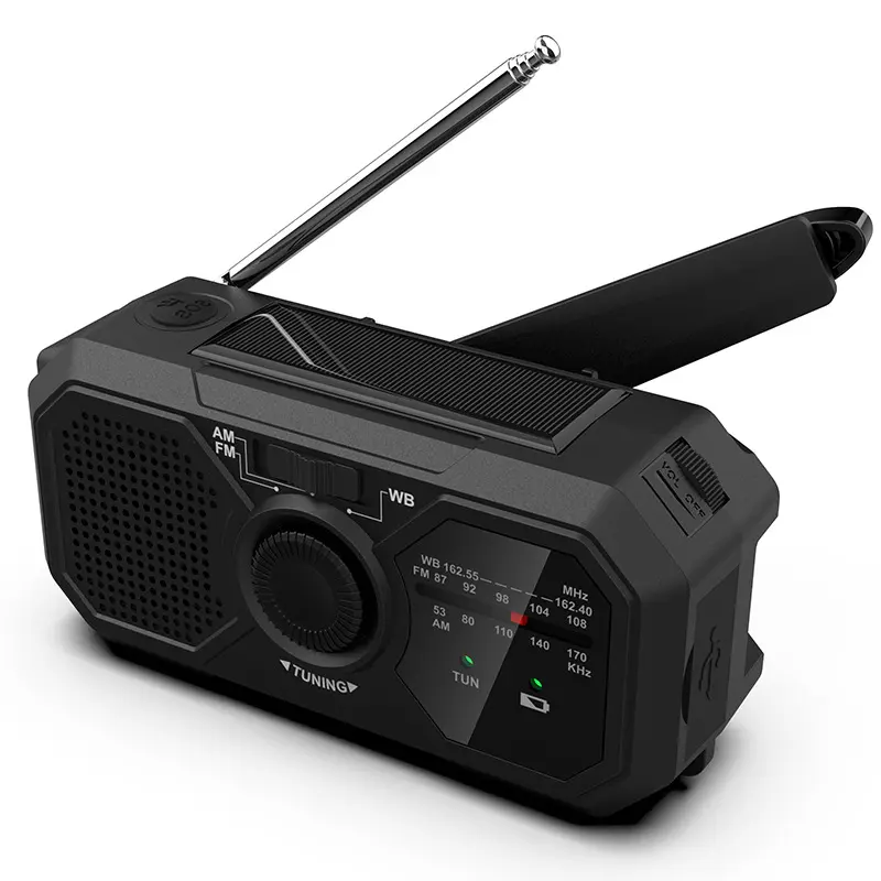 Hot Selling Outdoor Emergency Radio AM FM WB Solar Dynamo Hand Crank Portable Radio with Flashlight