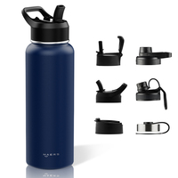 2024 LFGB Bouteille à vide en acier inoxydable 18/8 isolée à double paroi sans BPA Bouteille d'eau de sport avec paille facile à transporter