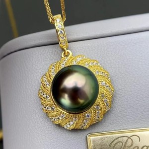 Accessoires en perles DIY, pendentif en argent S925, support vide, pendentif de collier tendance avec perles de 10-13 mm, composants de bijoux - Product Image 4
