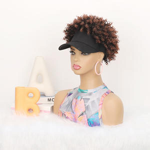 Perruque de style <span class=keywords><strong>afro</strong></span> en fibre synthétique de haute qualité pour femmes Long chapeau moelleux avec dentelle transparente Petite casquette de baseball pour le commerce extérieur - Product Image 1