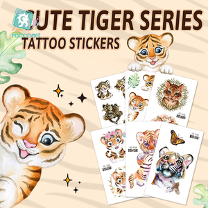 Ropooart Cartoon trucco temporaneo Tattoo Designs piccoli Mini disegni di <span class=keywords><strong>tatuaggi</strong></span> tigre misti per bambini adesivi tatuaggio carino - Product Image 2