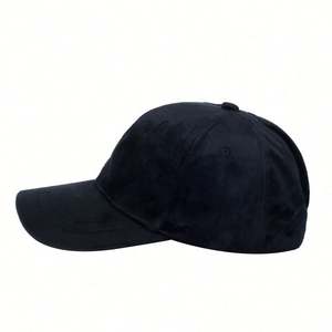 Casquette de baseball unisexe en velours à 6 panneaux, couleur unie, motif lettres, visière incurvée, boucle argentée/cuivrée, vente en gros - Product Image 5