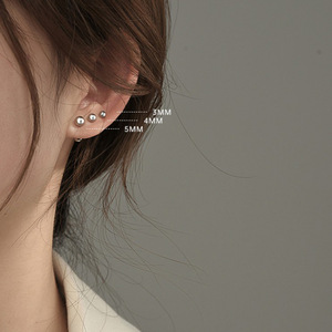 Boucles d'oreilles clous double boule 2mm 3mm 4mm 5mm en argent 925 pour oreilles percées, bijoux de cartilage, clous d'oreilles tendance pour femmes - Product Image 3