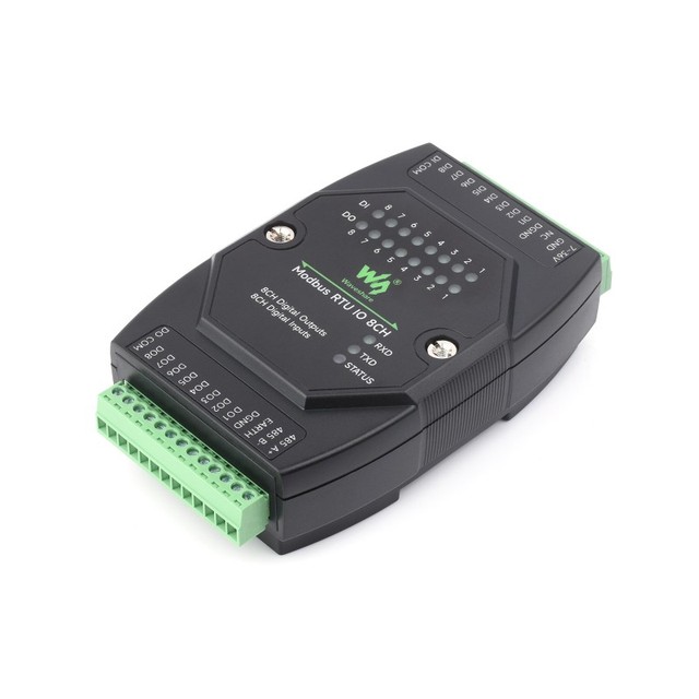 Industrial 8-Ch Digital Input & Output Module  DC 7~36V Wide Voltage Power Supply  Modbus RTU Protocol