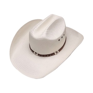 Maßgefertigter Hartschalen-5-Panel-Papierstrohhut im Western-Cowboy-Panama-Ritter-Stil mit breiter Krempe für Outdoor und Strand - Product Image 4