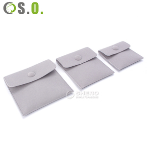 Pochette enveloppe en toile de fabrication chinoise, pochette enveloppe en velours de haute qualité avec bouton-pression, pochette enveloppe en cuir pour bijoux avec logo personnalisé - Product Image 3
