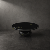 Table basse moderne pour salon, luxueuse, peinte à la main, motif floral, acier noir brillant