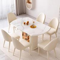Ensemble de table et chaises de salle à manger rectangulaire extensible et pliable en marbre blanc de luxe pour la maison, le bureau, l'hôtel, la cuisine