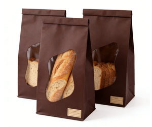Sacs en papier kraft de qualité alimentaire, debout, refermables, résistants à l'huile, pour l'emballage du pain frais et des produits de boulangerie - Product Image 4