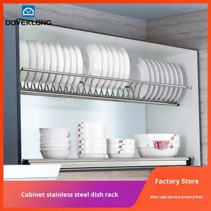 رف أطباق معلق من الفولاذ المقاوم للصدأ 304 مع رف تخزين مزدوج الطبقات للتوابل بتصميم بسيط وعصري من قوانغتشو - Product Image 5