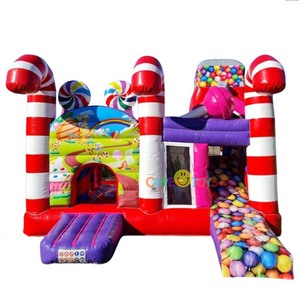 Structure gonflable combinée toboggan et château rebondissant Sweet Candy World pour enfants, colorée, idéale pour la location événementielle - Product Image 1