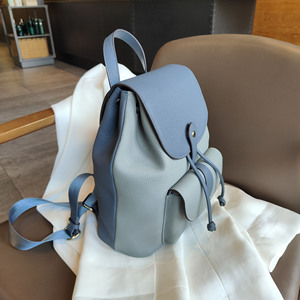Eleganti Borse da Esterno con Doppio Cinturino e Coulisse in Vera <span class=keywords><strong>Pelle</strong></span> Bovina per <span class=keywords><strong>Donna</strong></span>, <span class=keywords><strong>Zaino</strong></span> in <span class=keywords><strong>Pelle</strong></span> da <span class=keywords><strong>Donna</strong></span> a Contrasto di Colore - Product Image 3