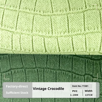 Cuir synthétique PVC imperméable à l'eau avec motif crocodile gaufré, élastique, pour sac T1581