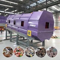 Usine de tri automatique des déchets domestiques, système de séparation des déchets solides urbains, séparateur à air, plateforme de tri manuelle, tamis rotatif