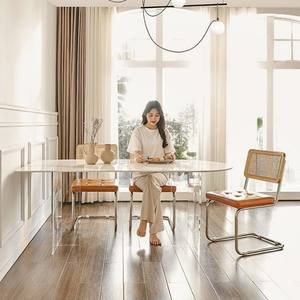 Mesa de Comedor Acrílica Ovalada Estilo Crema con Juego de 4 Sillas, Muebles de Comedor que Ahorran Espacio - Product Image 4