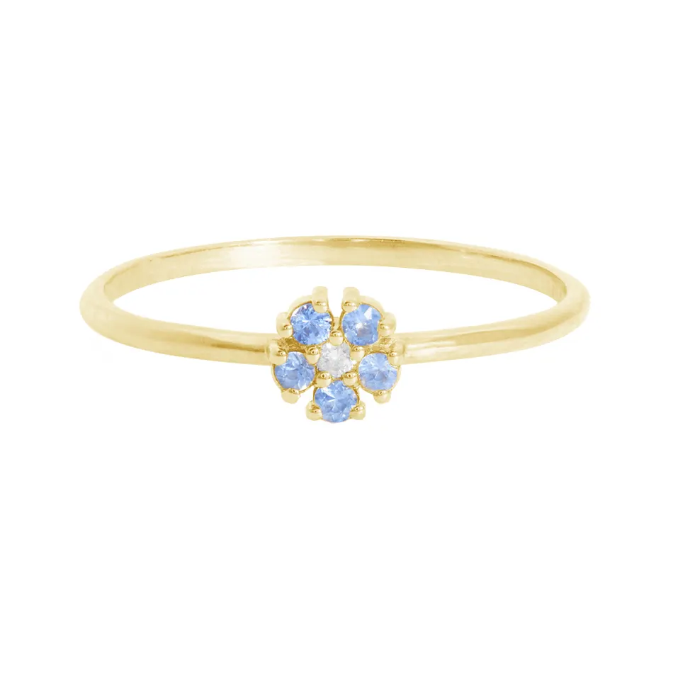 trendy design accessories vermeil gold jewelry 14k sterling silver blue sapphire flower ring