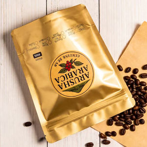 Emballage alimentaire personnalisé, sachet de poudre 400g, pochette pour grains de café de boutique avec fermeture éclair et valve - Product Image 2