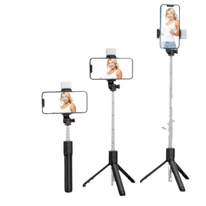 Multifunctional Selfie Stick &amp; <strong>Tripod</strong> With Beauty LED Light Remote Control Fold Feature Wireless Remote Stand-BT R1s - Product Image 1