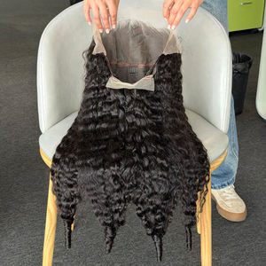 Cabello humano sin procesar, pelucas con frente de encaje 13x4, cabello rizado español, 200% de densidad, color negro natural, alta calidad - Product Image 5