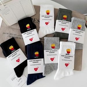 <span class=keywords><strong>Chaussettes</strong></span> tendance pour hommes et femmes, style streetwear, skateboard, sport, frites, mi-mollet, en coton - Product Image 1