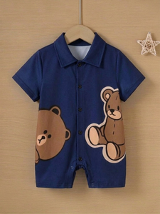 Adorable Body de Bebé con Gráficos de Animales Salvajes, Cierre Lateral, Suave, sin Pies, Pijama para Recién Nacido - Product Image 2
